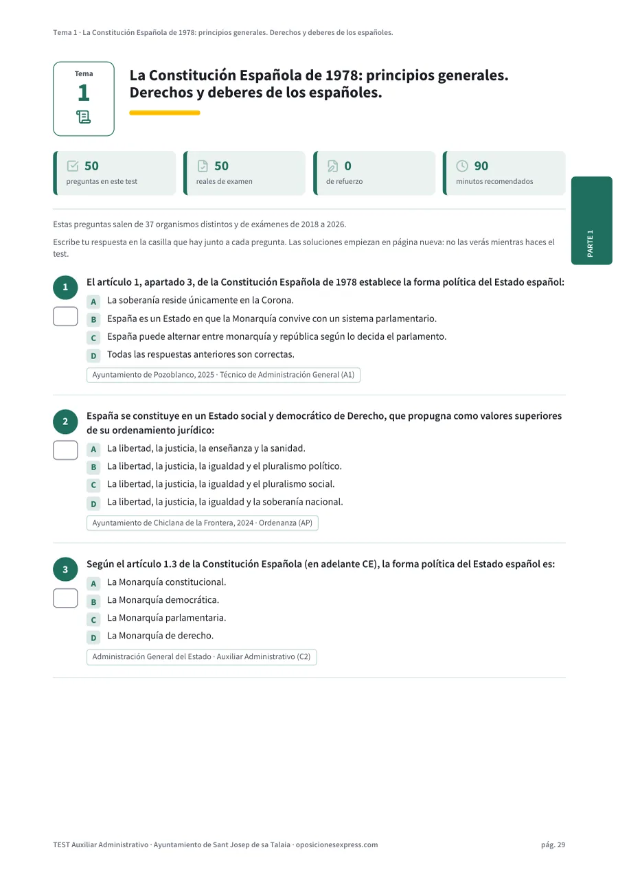 Página del test del tema 1