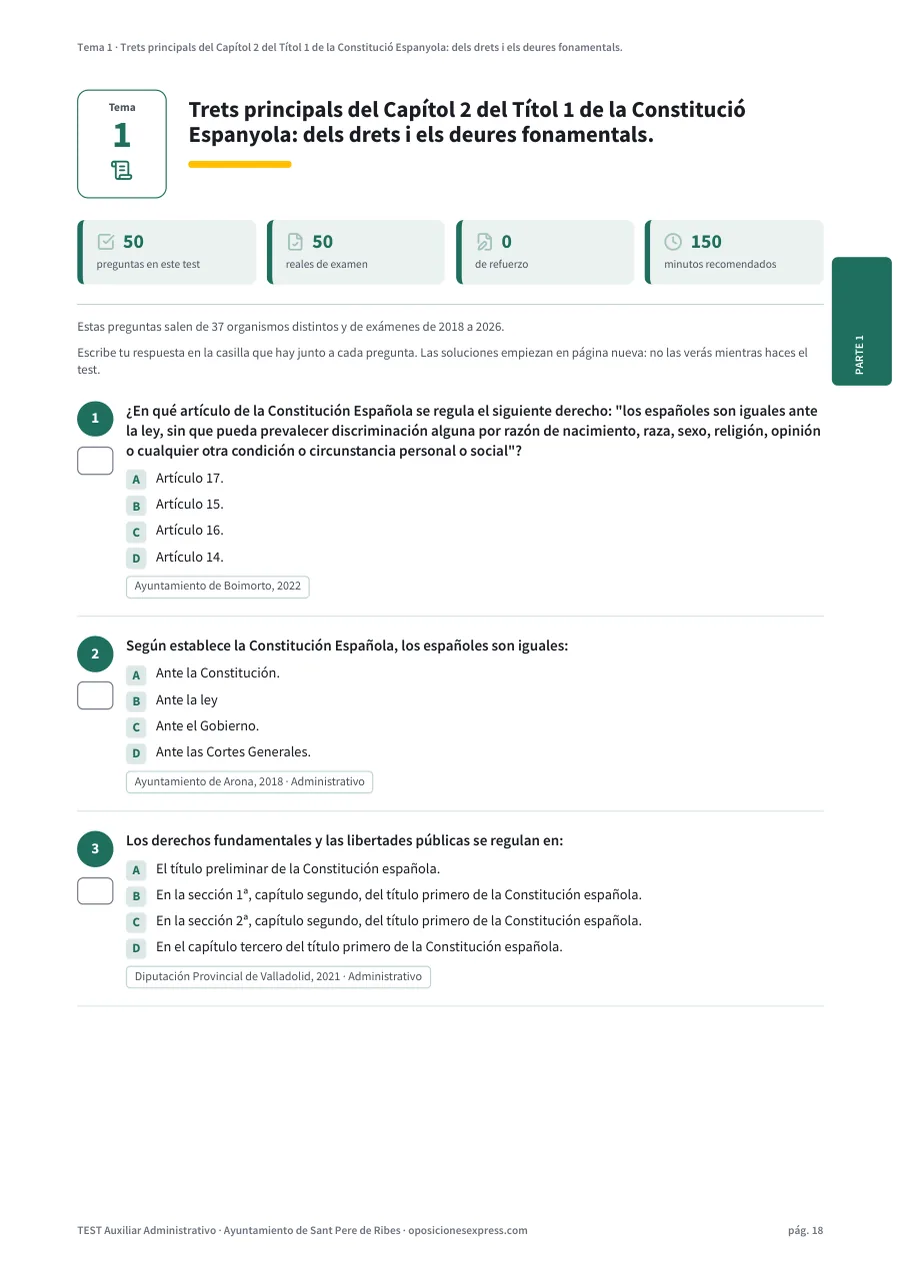 Página del test del tema 1