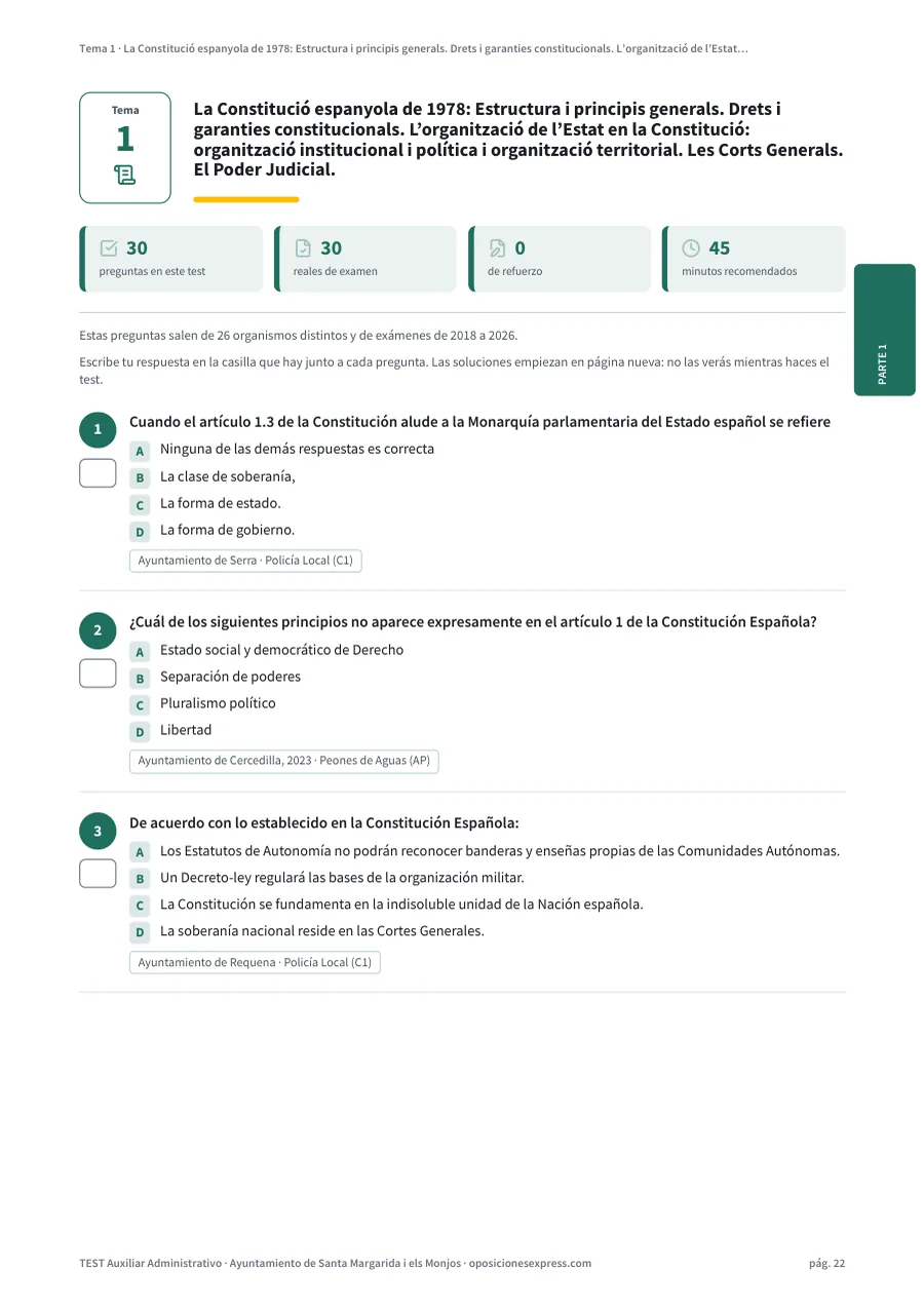 Página del test del tema 1