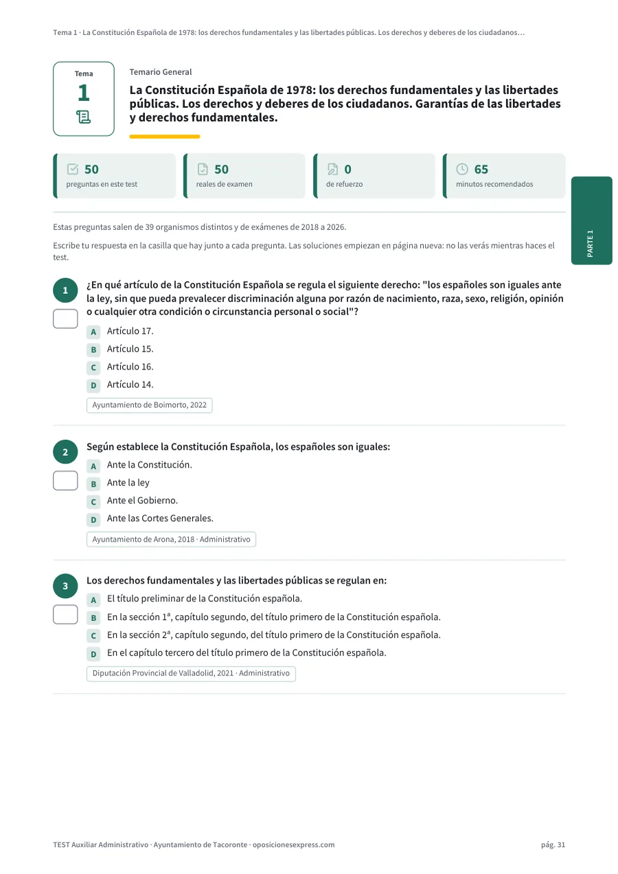 Página del test del tema 1
