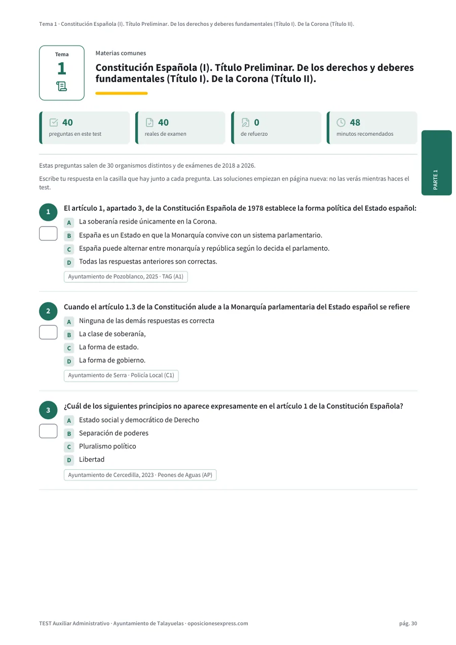 Página del test del tema 1