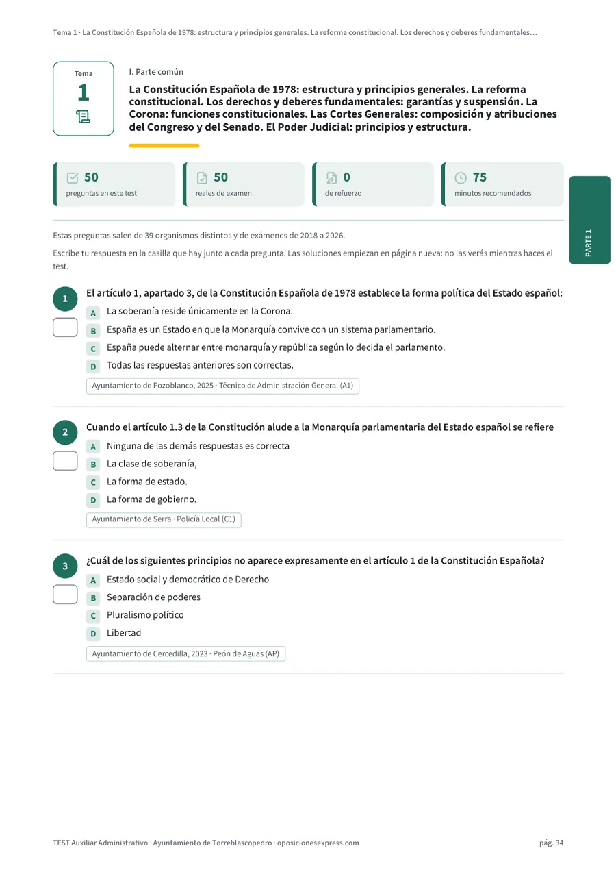 Página del test del tema 1