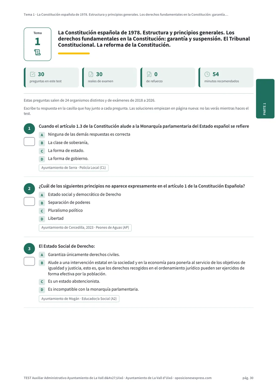 Página del test del tema 1