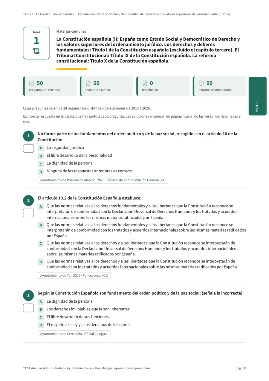 Página del test del tema 1