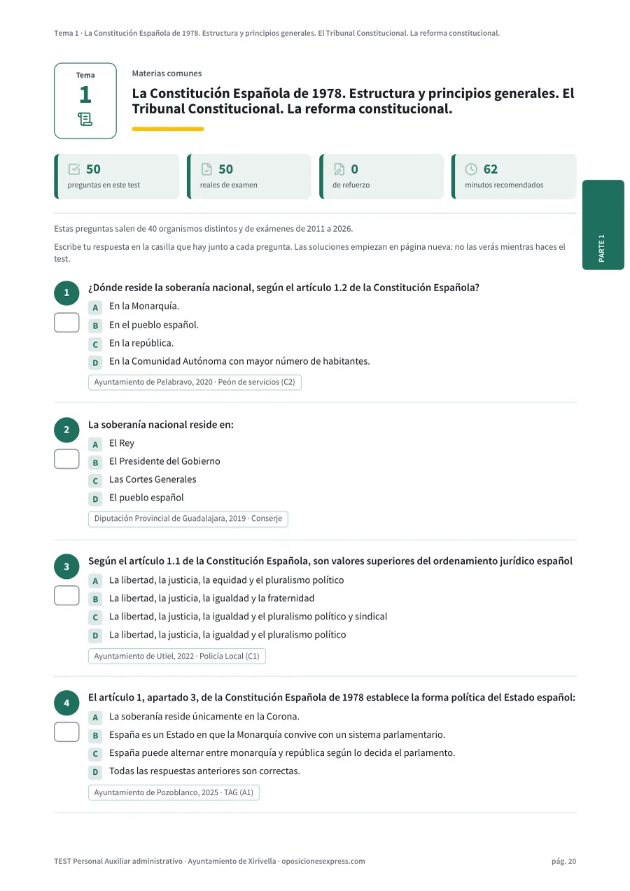 Página del test del tema 1