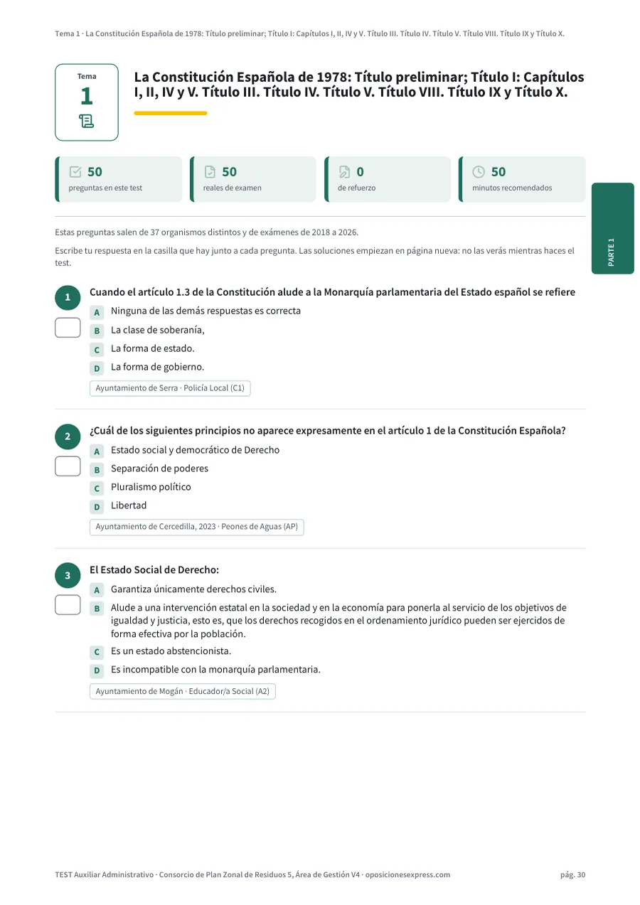 Página del test del tema 1