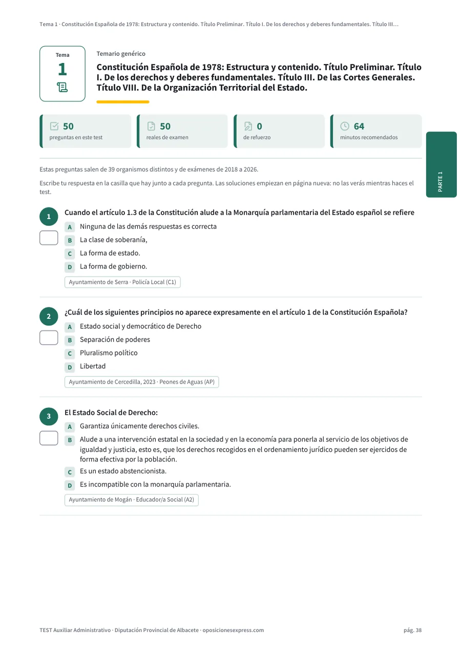 Página del test del tema 1