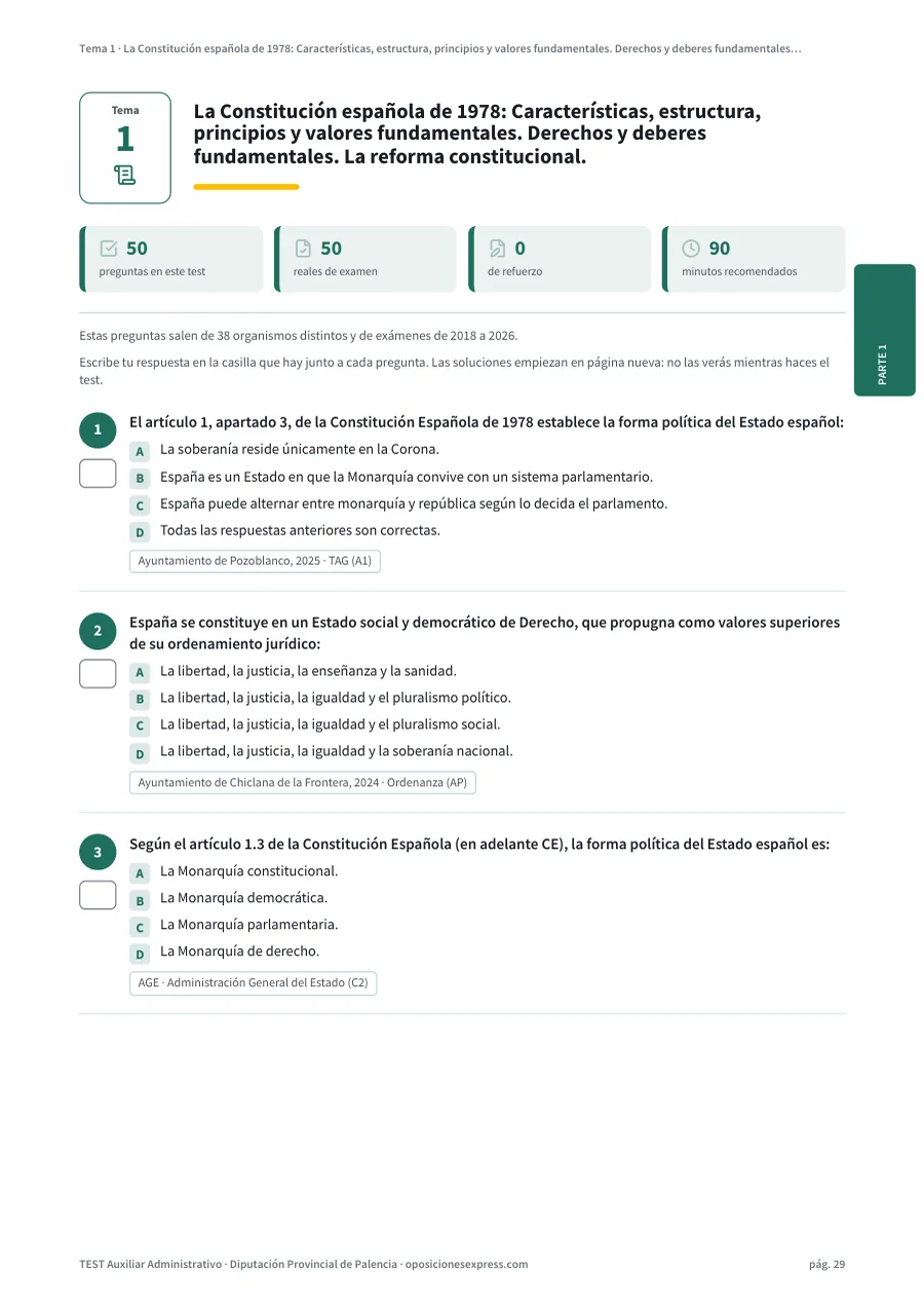 Página del test del tema 1