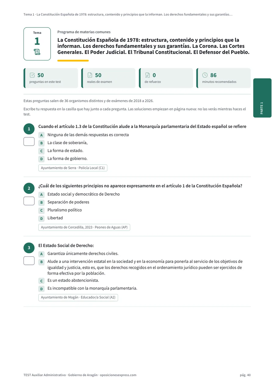 Página del test del tema 1