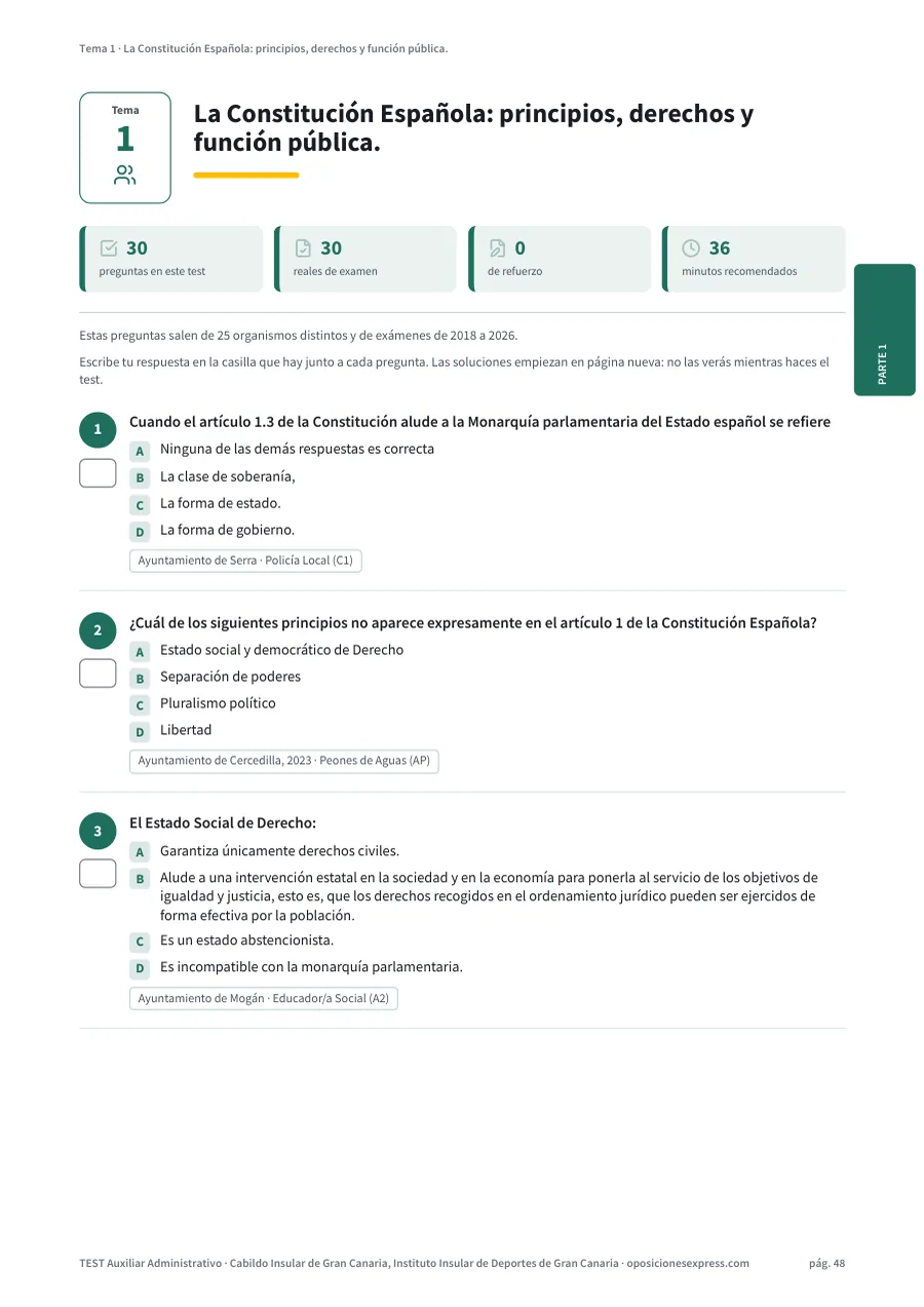 Página del test del tema 1