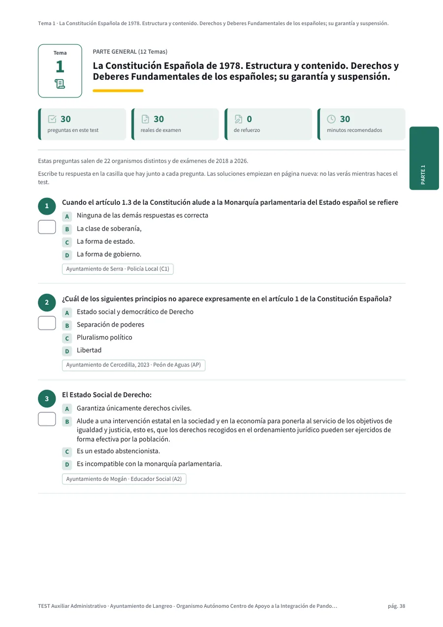 Página del test del tema 1