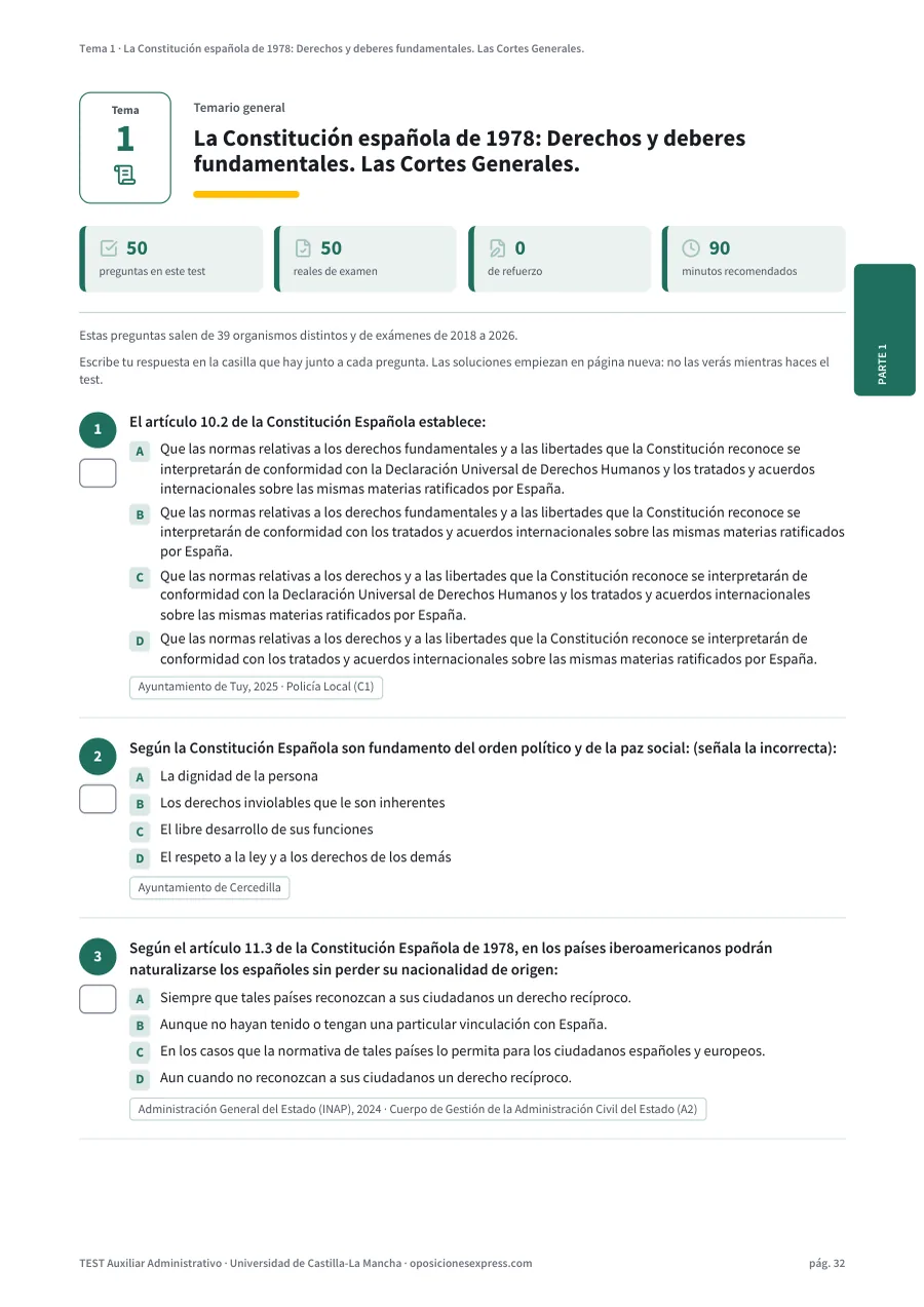 Página del test del tema 1