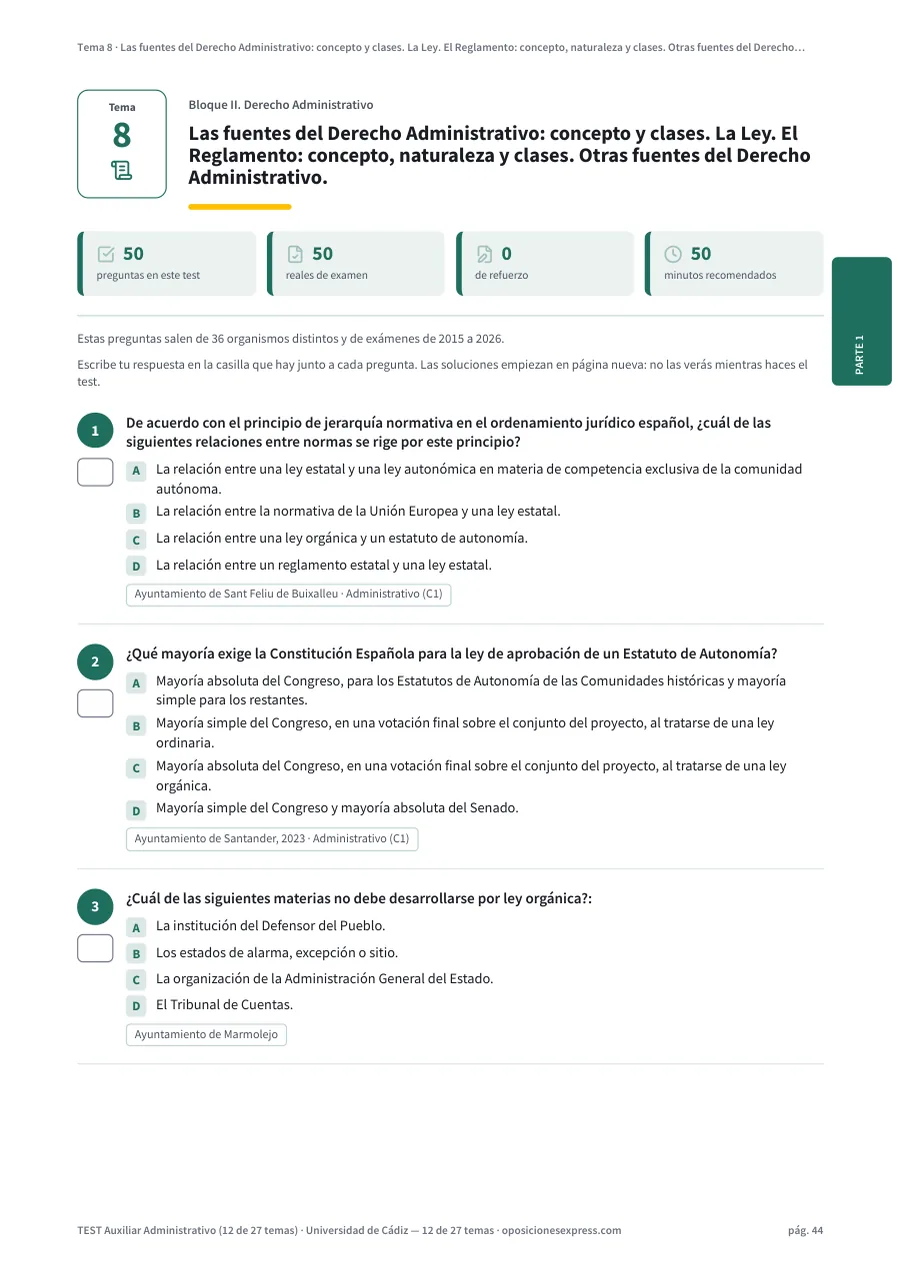 Página del test del tema 8