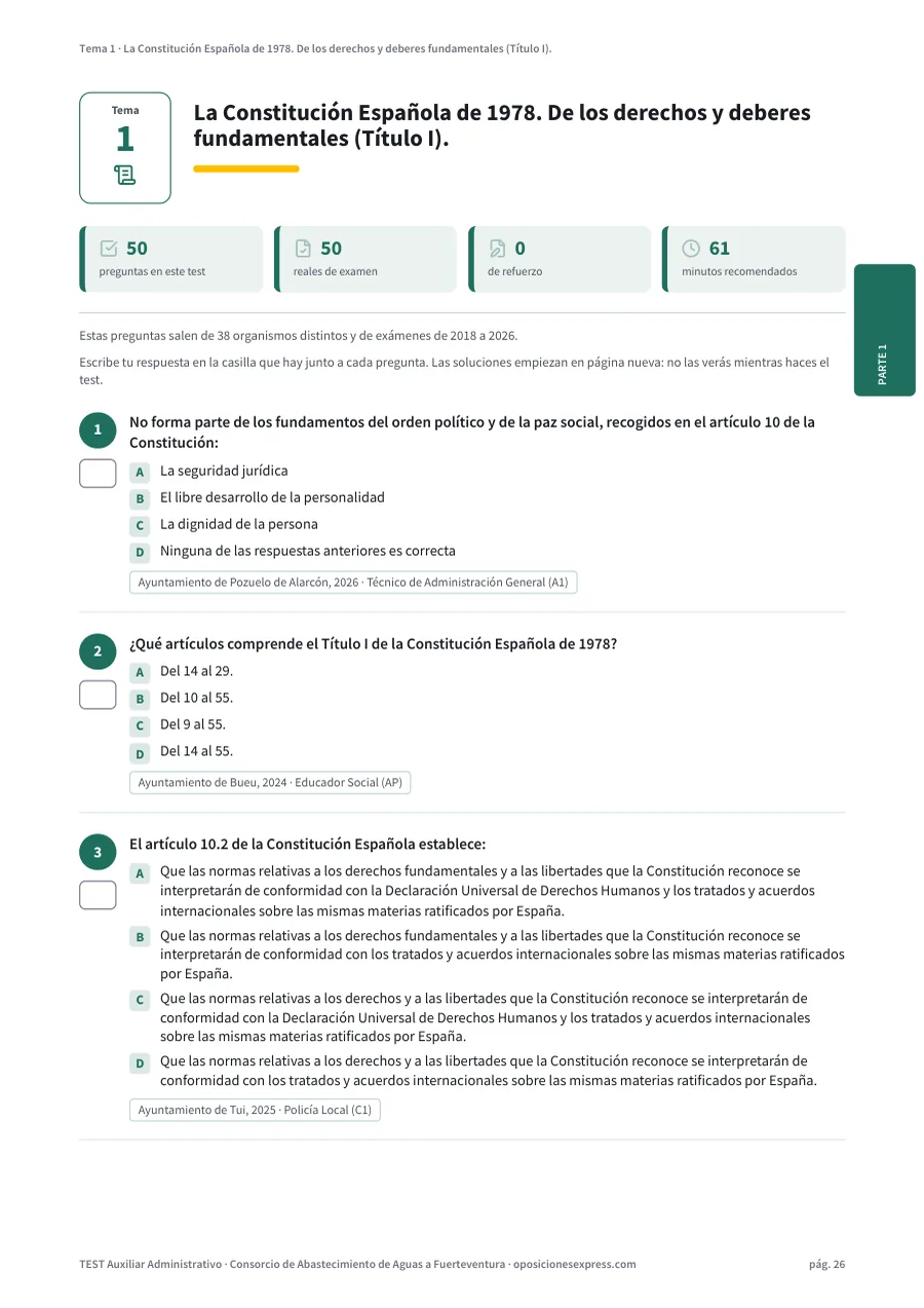Página del test del tema 1