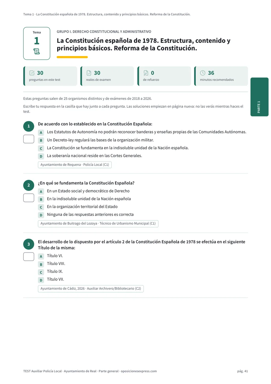 Página del test del tema 1