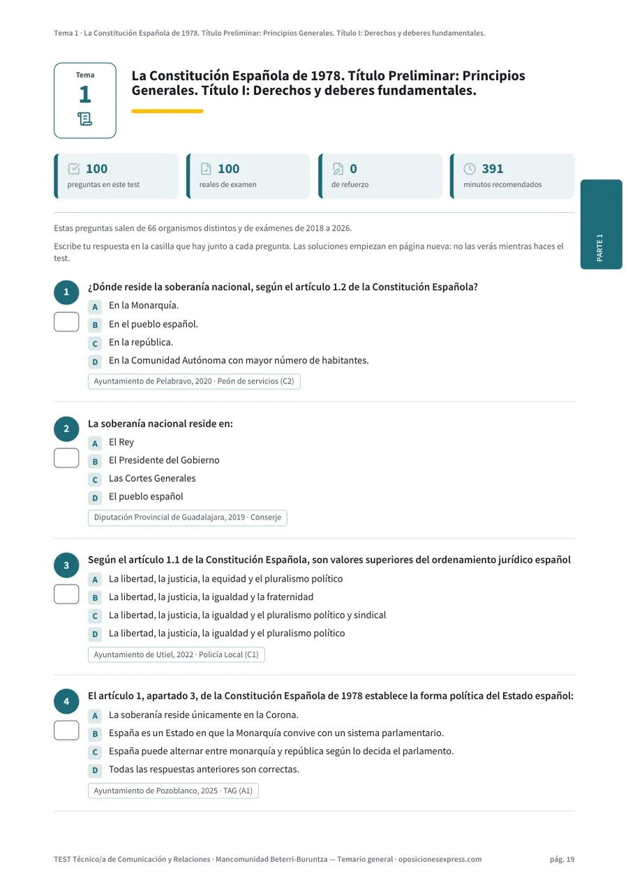 Página del test del tema 1
