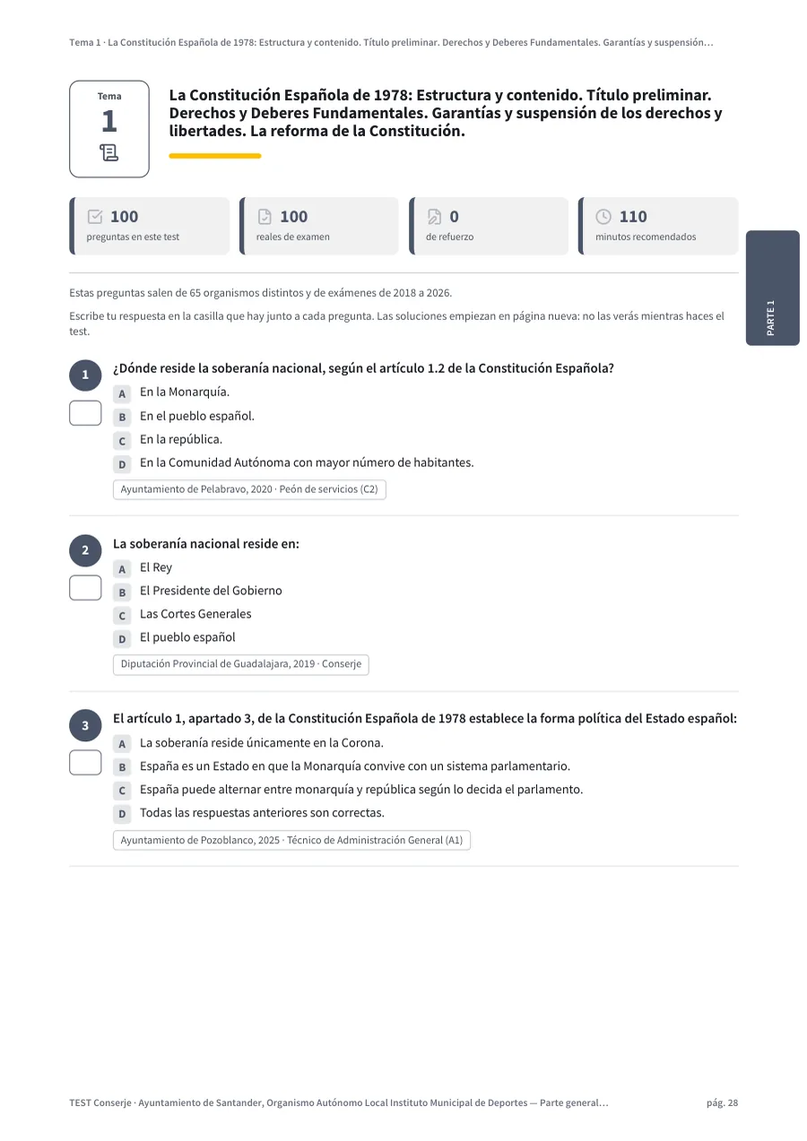 Página del test del tema 1