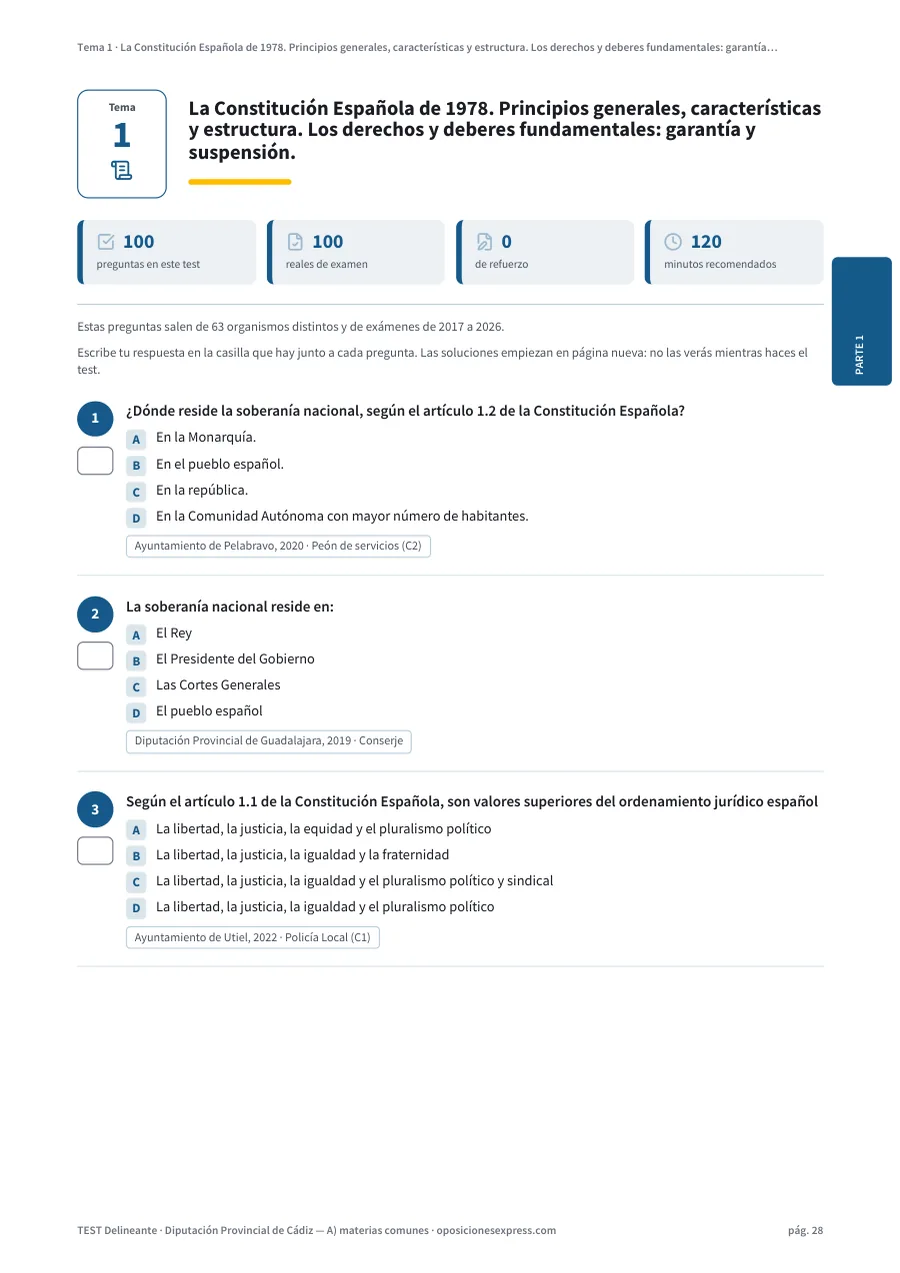 Página del test del tema 1