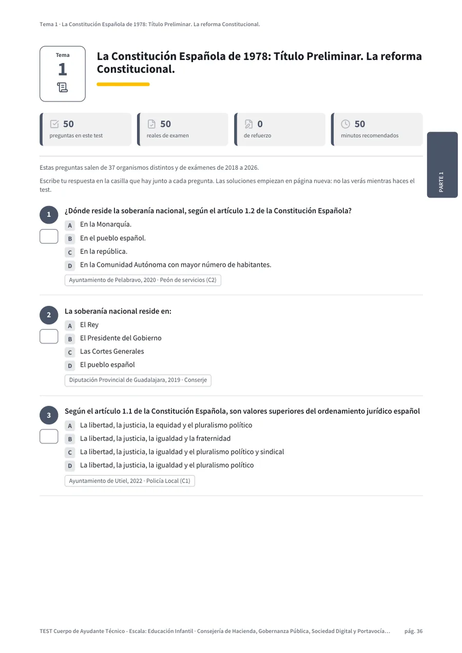 Página del test del tema 1