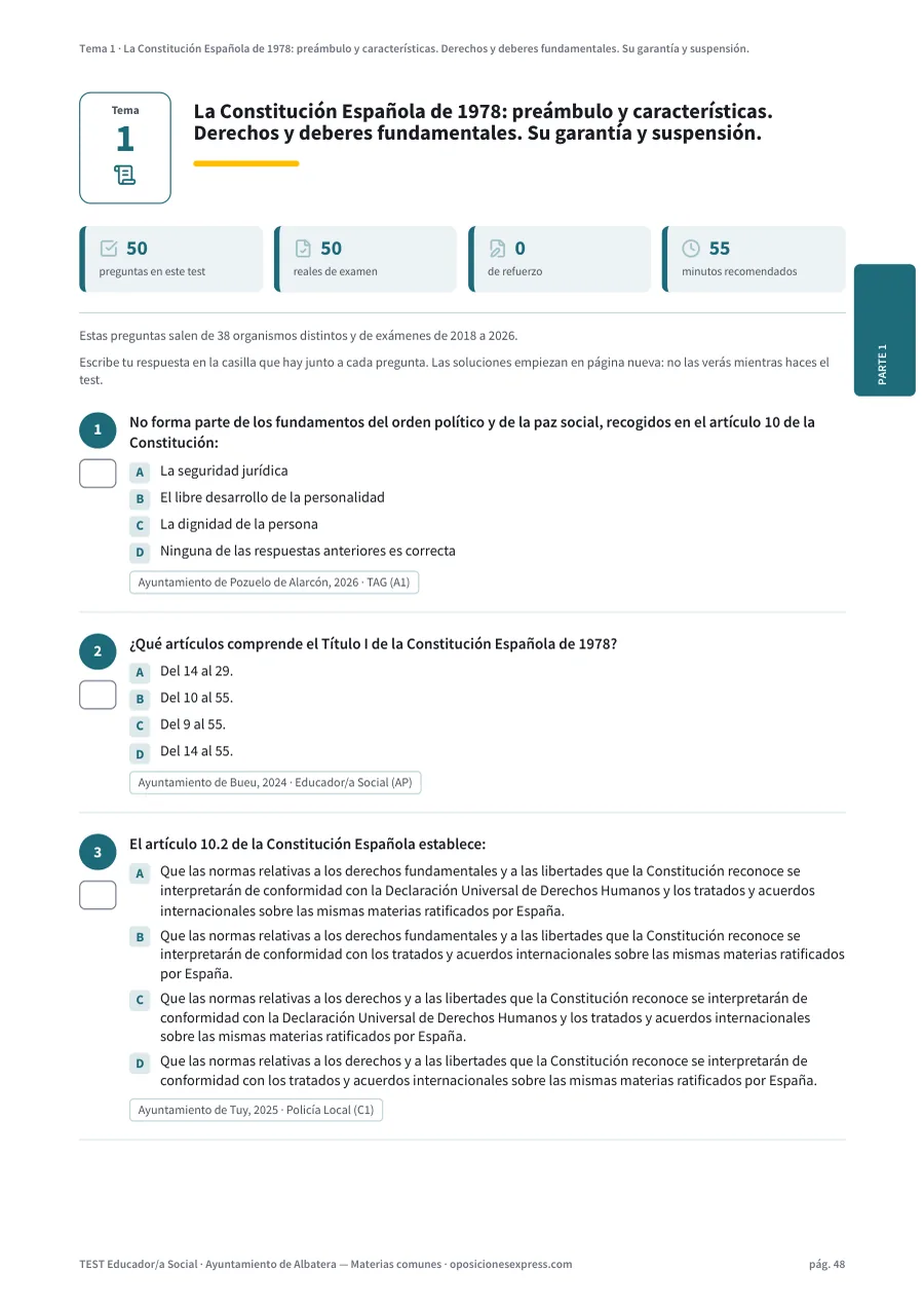 Página del test del tema 1