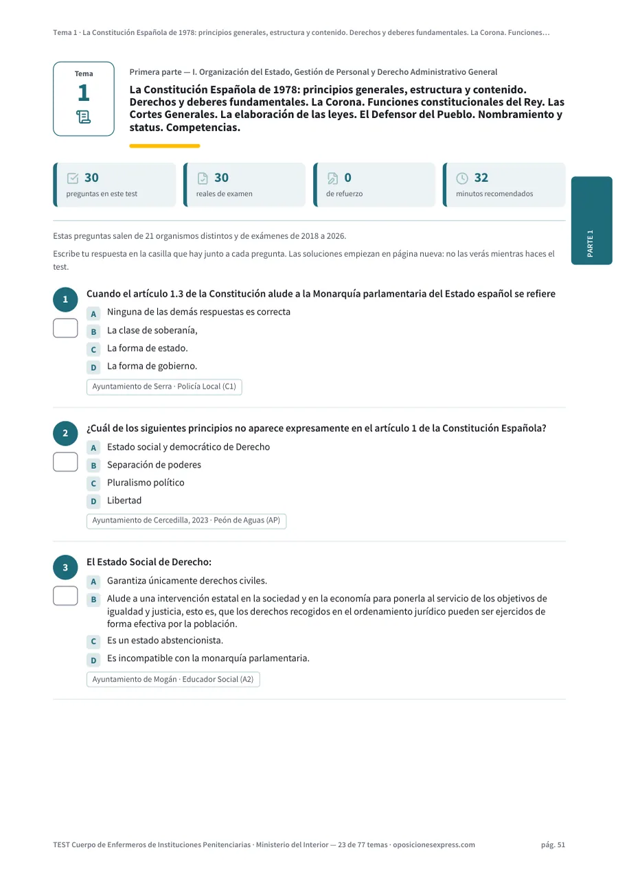 Página del test del tema 1