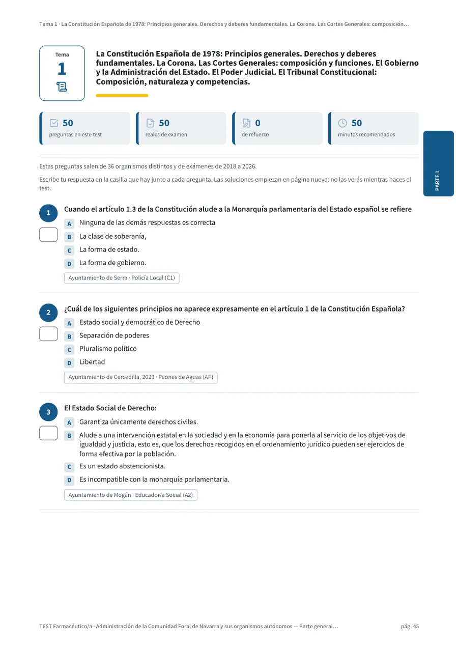 Página del test del tema 1