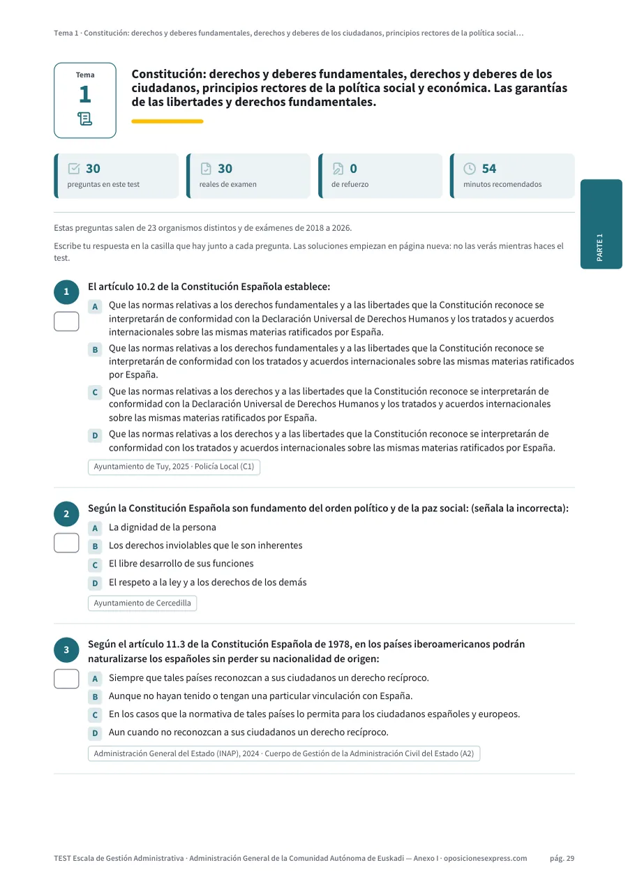 Página del test del tema 1