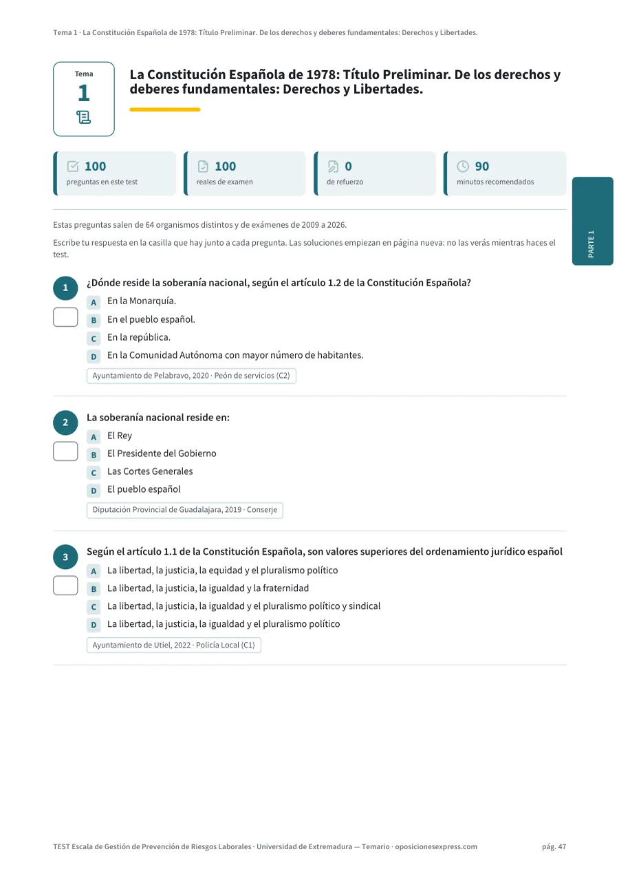 Página del test del tema 1