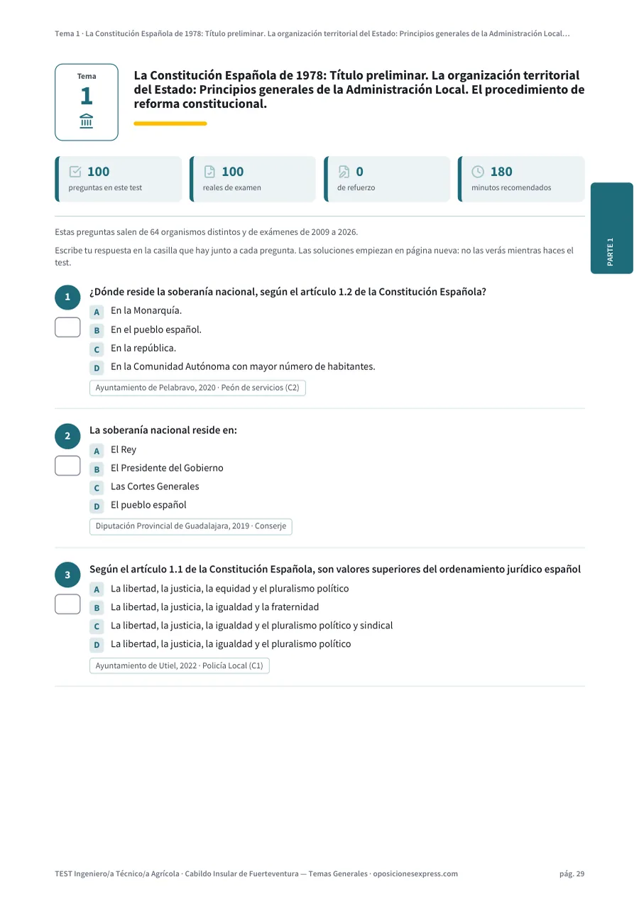 Página del test del tema 1