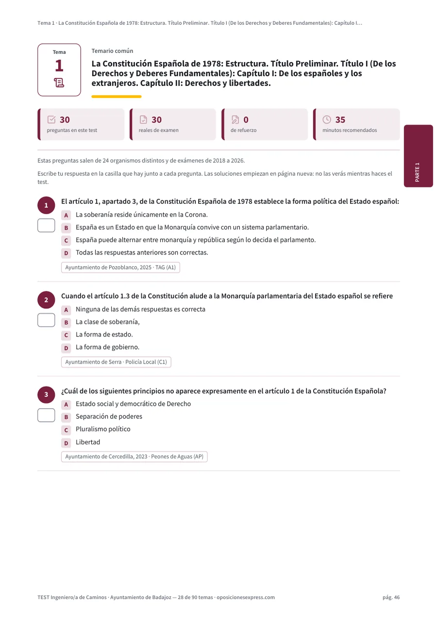 Página del test del tema 1