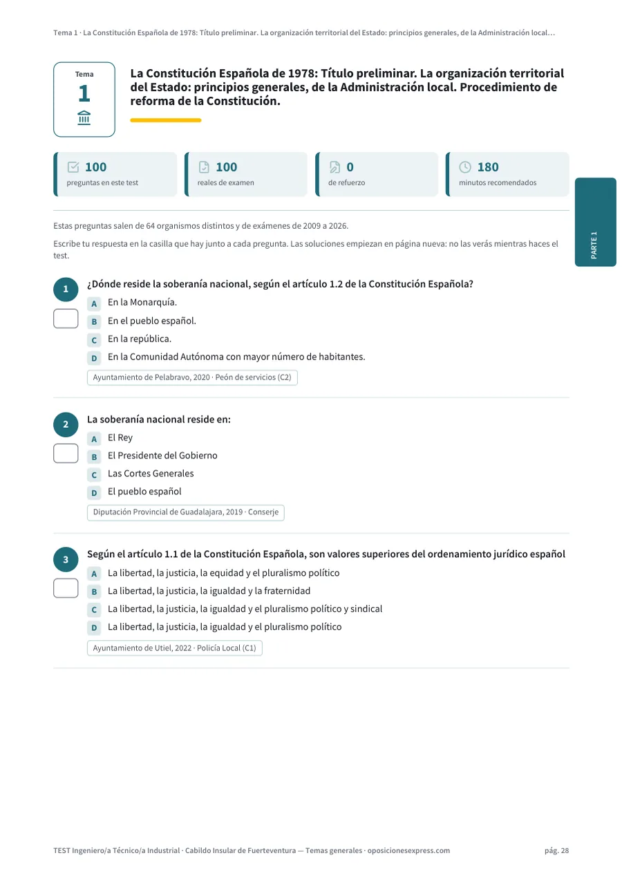 Página del test del tema 1