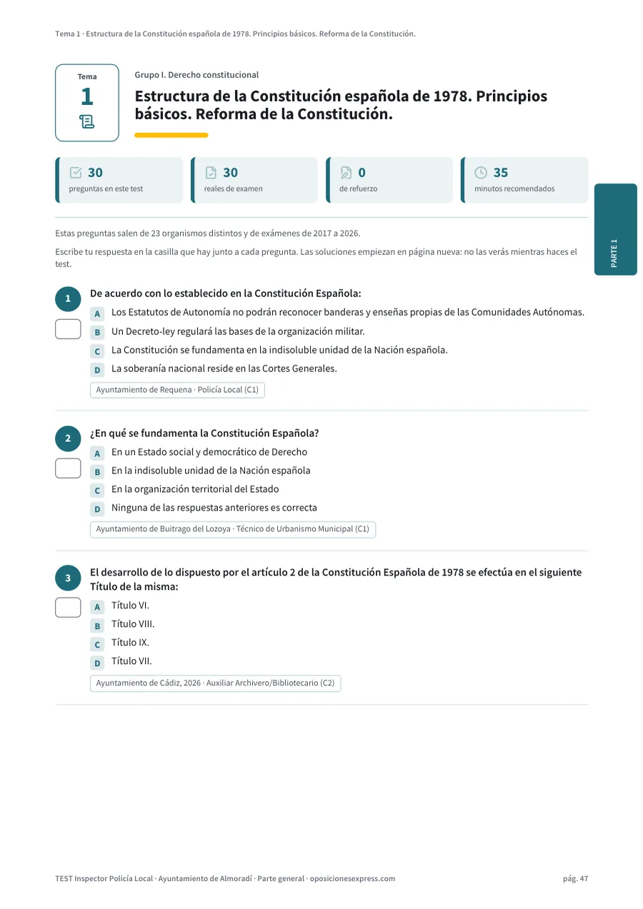 Página del test del tema 1