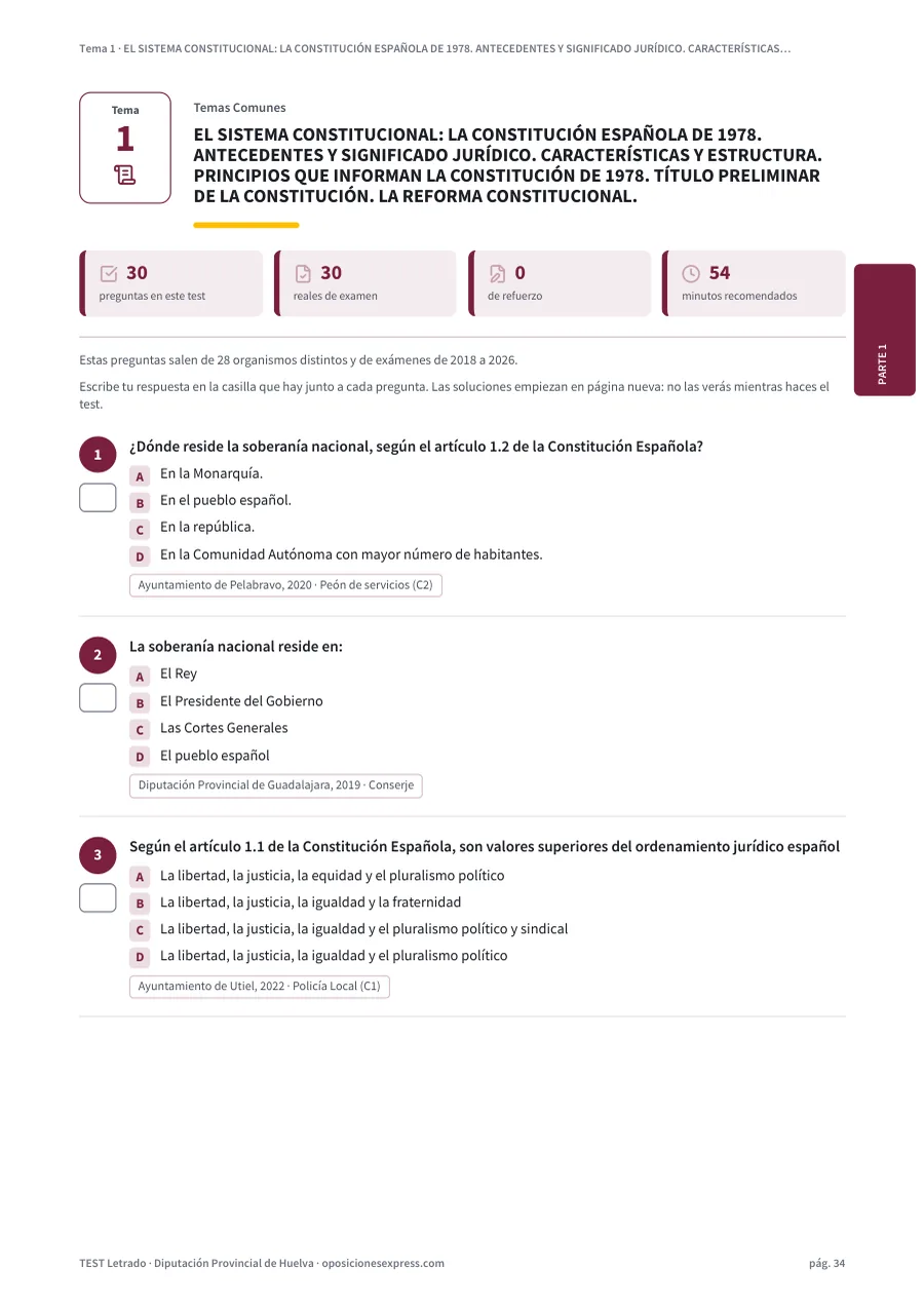 Página del test del tema 1
