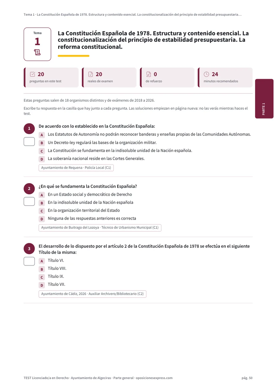 Página del test del tema 1