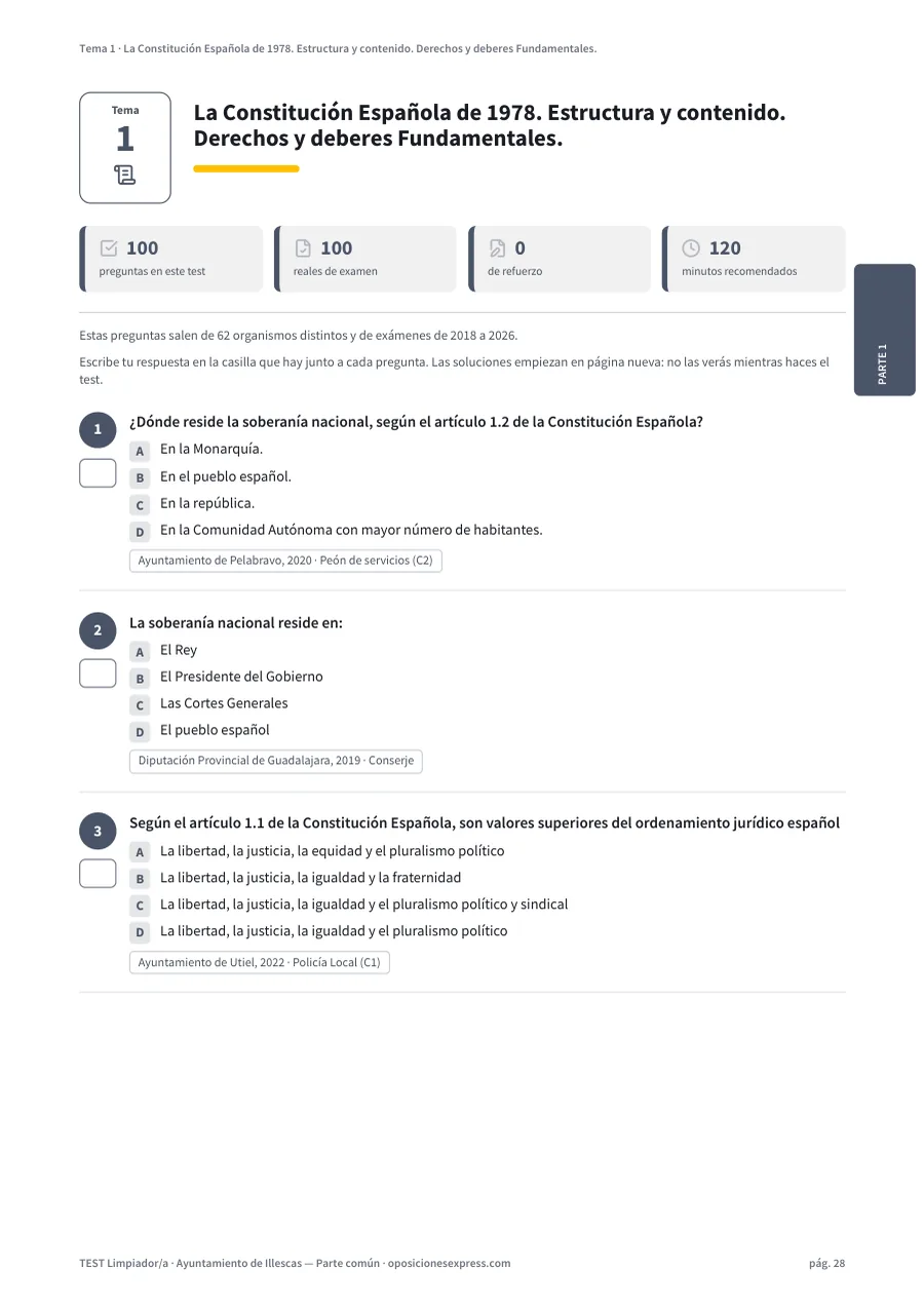 Página del test del tema 1
