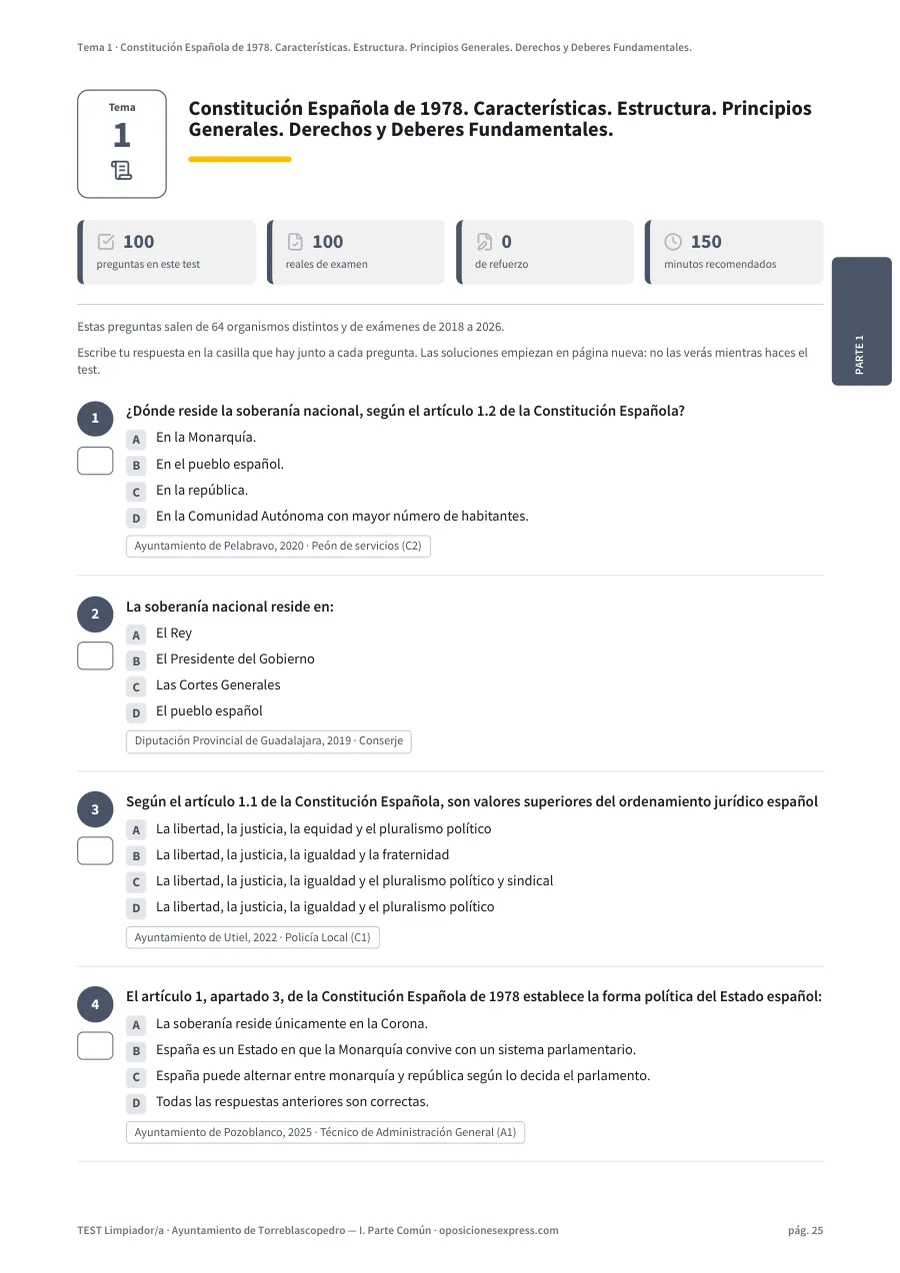 Página del test del tema 1