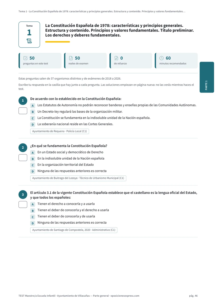 Página del test del tema 1