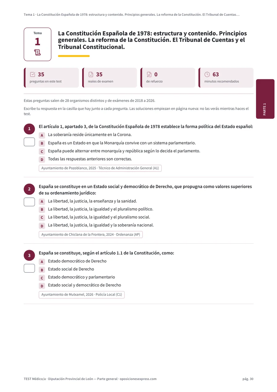 Página del test del tema 1