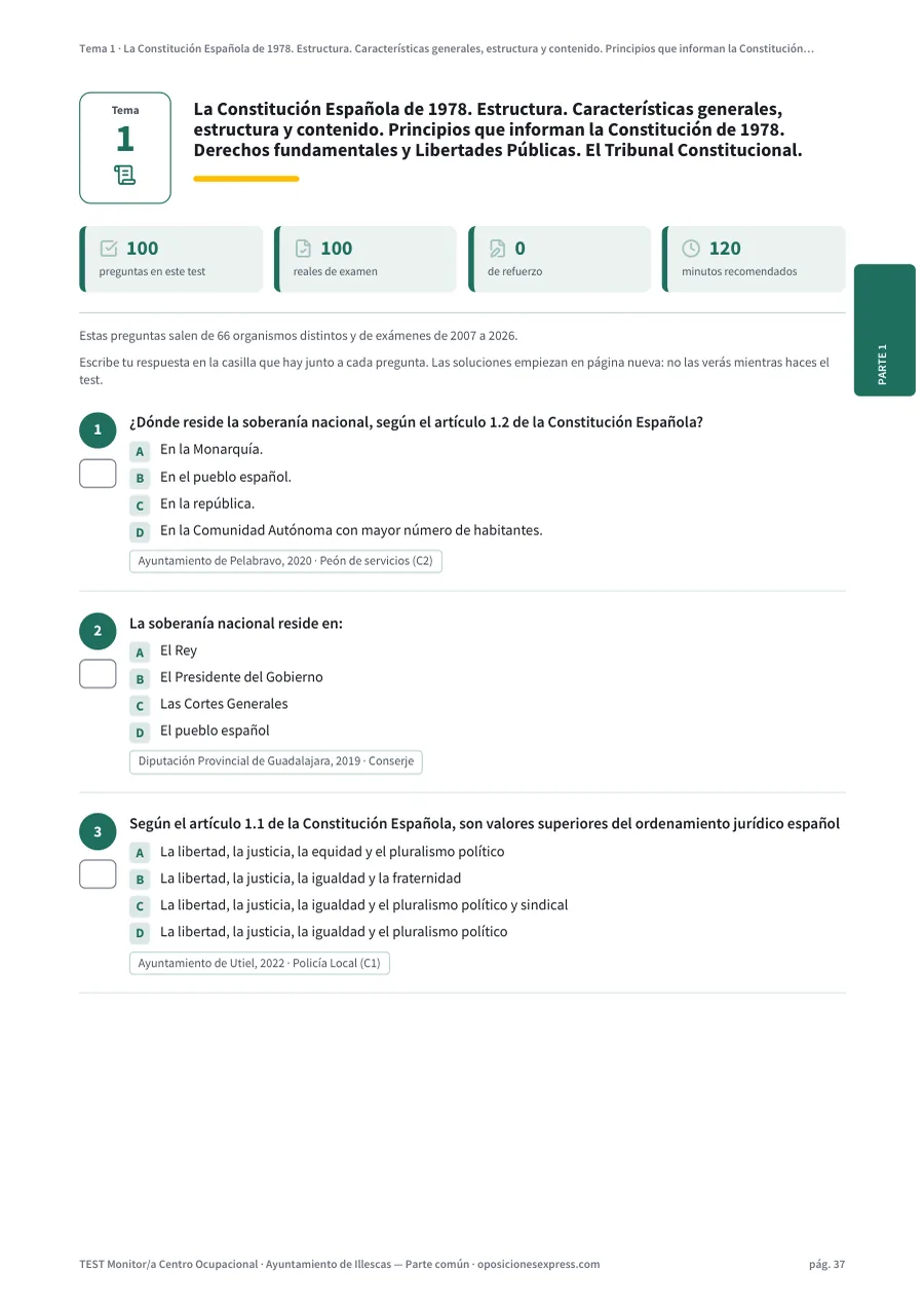 Página del test del tema 1