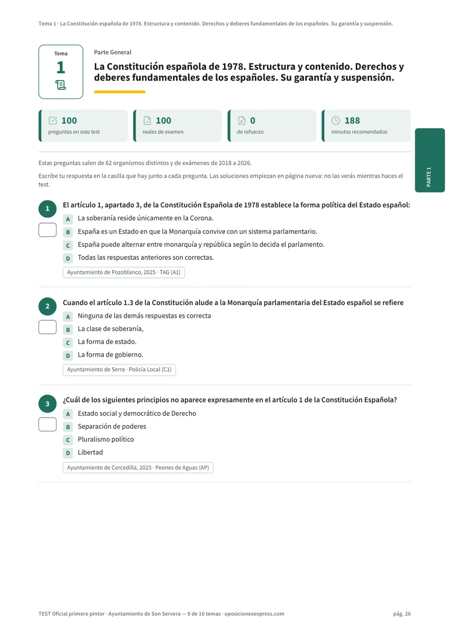 Página del test del tema 1