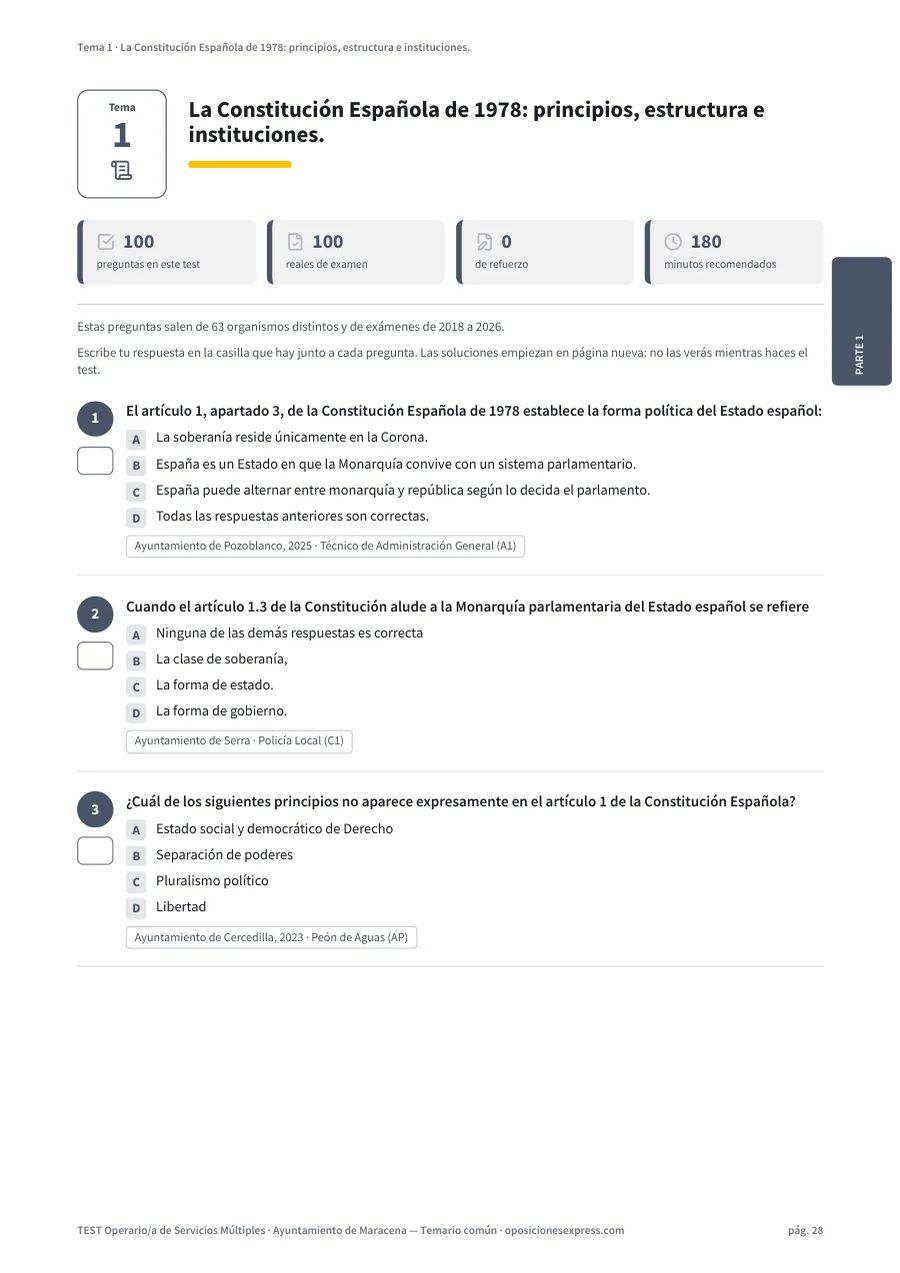 Página del test del tema 1