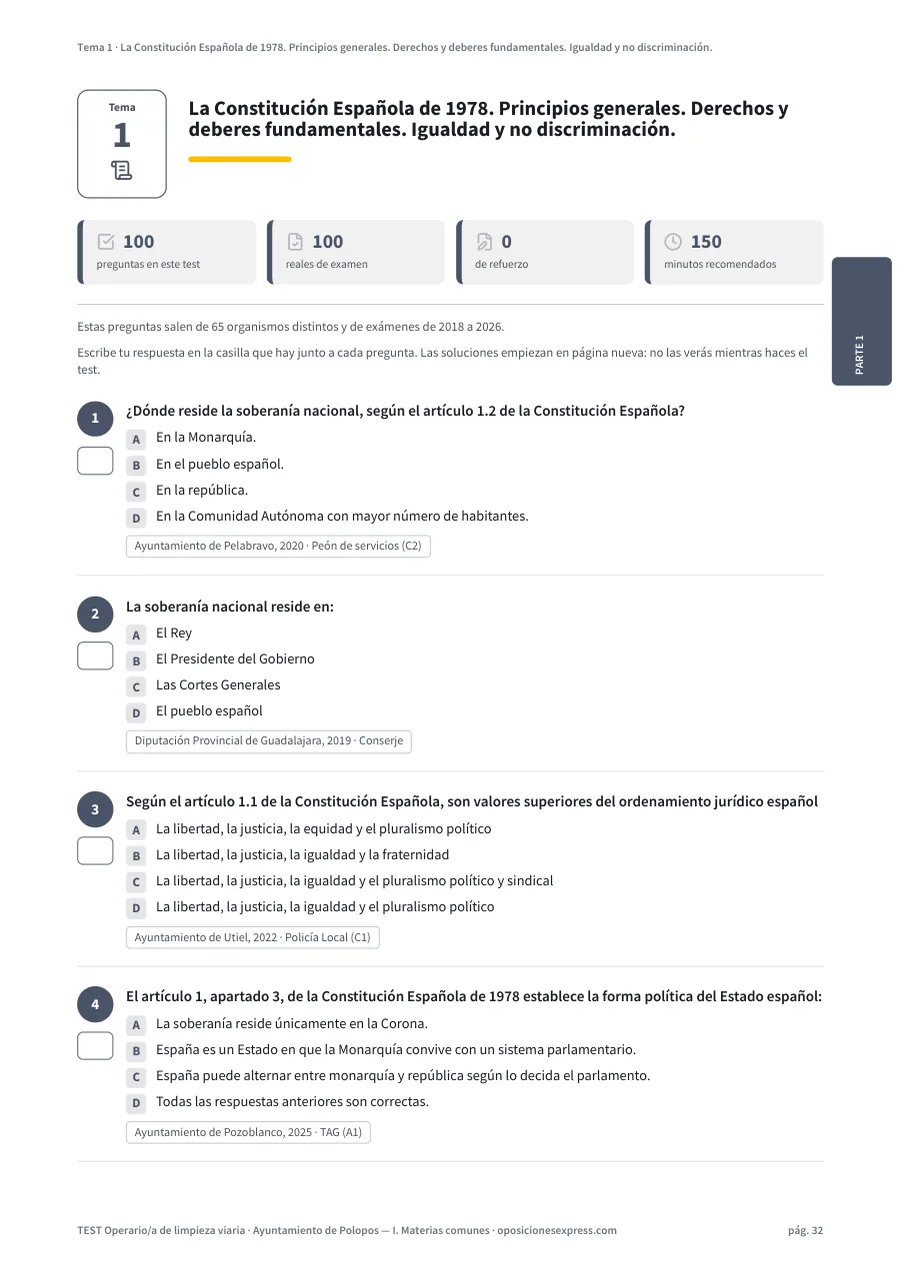Página del test del tema 1
