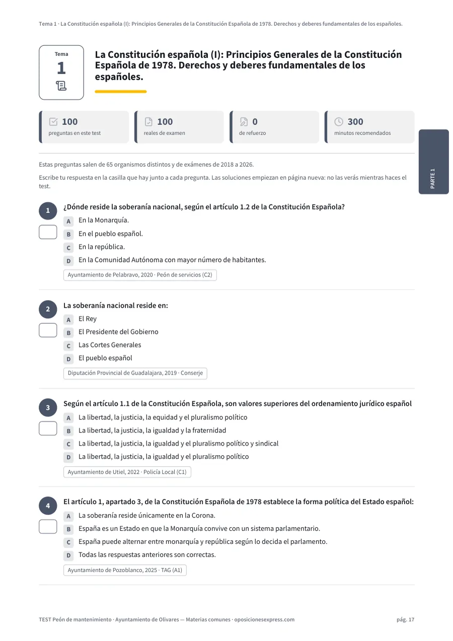 Página del test del tema 1