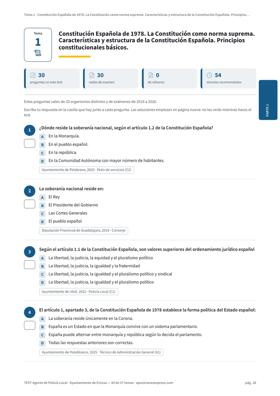 Página del test del tema 1