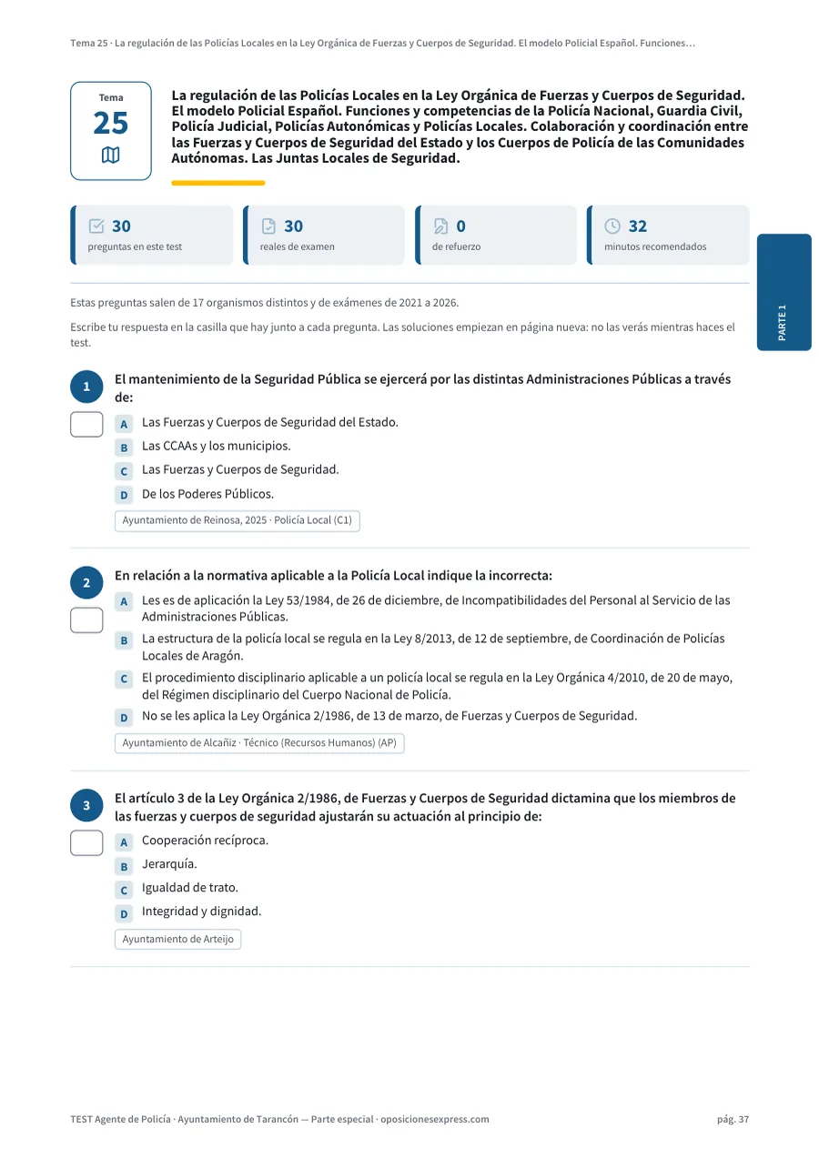 Página del test del tema 25