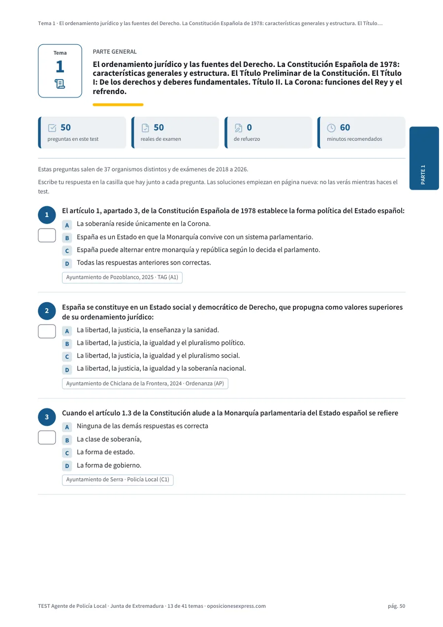 Página del test del tema 1