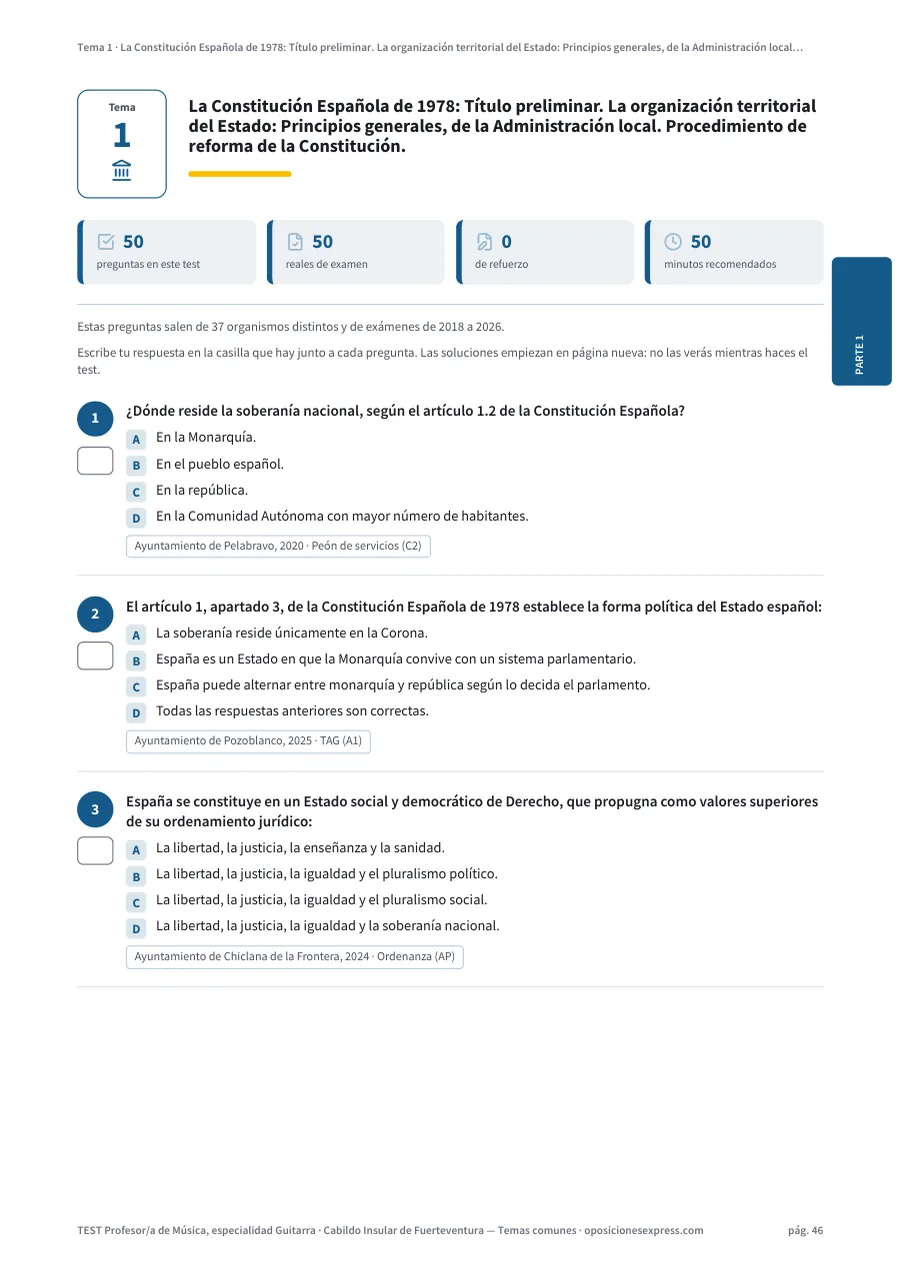 Página del test del tema 1