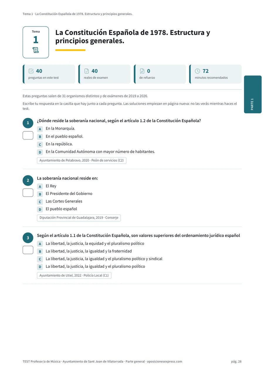 Página del test del tema 1