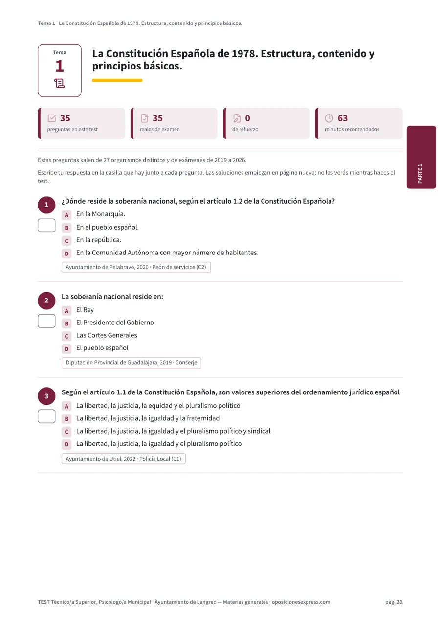 Página del test del tema 1