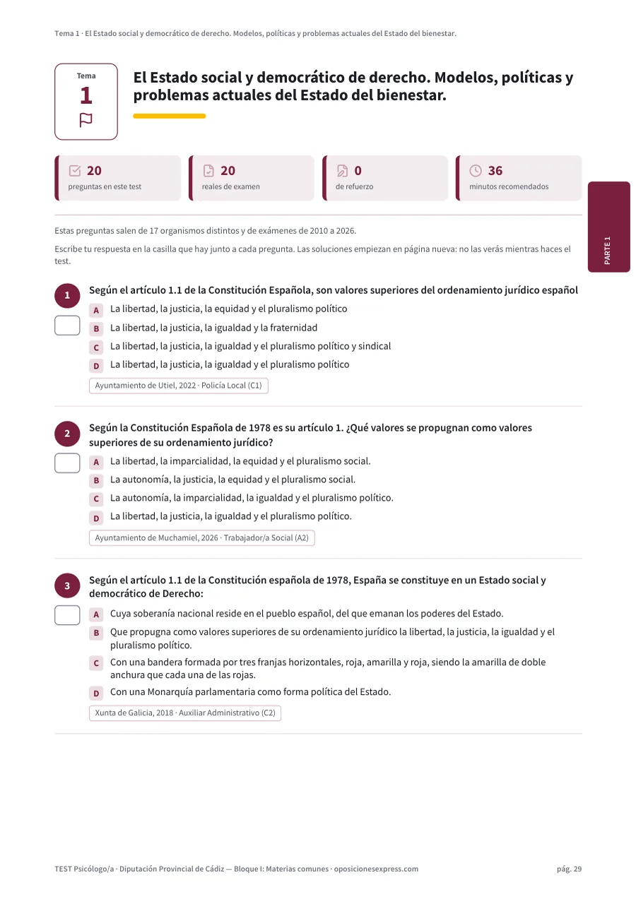 Página del test del tema 1